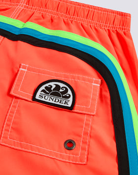 MAILLOT DE BAIN COURT À TAILLE ÉLASTIQUE EN POLYESTER RECYCLÉ FLUO REPREVE®