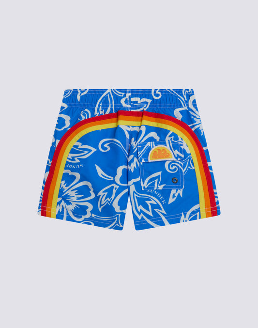 COSTUME DA BAGNO CORTO BAMBINO CON VITA ELASTICATA STAMPA ARCHIVE HIBISCUS SK23