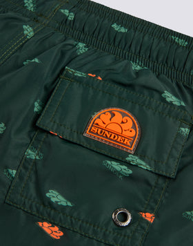 MAILLOT DE BAIN COURT À TAILLE ÉLASTIQUE ET IMPRIMÉ MONOGRAMME EN POLYESTER RECYCLÉ