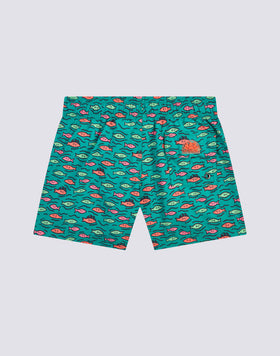 MAILLOT DE BAIN COURT À TAILLE ÉLASTIQUE ET IMPRIMÉ BOULES DE POISSON EN POLYESTER RECYCLÉ