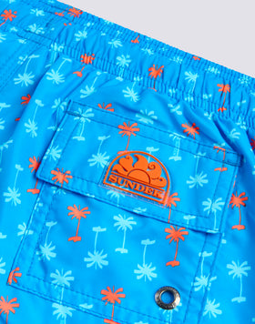 MAILLOT DE BAIN COURT À TAILLE ÉLASTIQUE ET IMPRIMÉ PALMAS EN POLYESTER RECYCLÉ