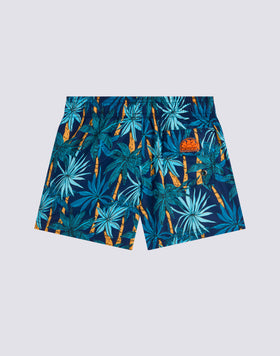 BAÑADOR CORTO CON CINTURA ELÁSTICA Y ESTAMPADO JUNGLE FEVER EN POLIÉSTER RECICLADO