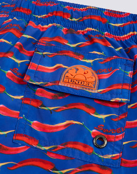 MAILLOT DE BAIN COURT À TAILLE ÉLASTIQUE ET IMPRIMÉ CHILINO EN POLYESTER RECYCLÉ