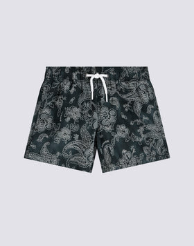 MAILLOT DE BAIN COURT À TAILLE ÉLASTIQUE IMPRIMÉ HIBI PAISLEY EN POLYESTER RECYCLÉ