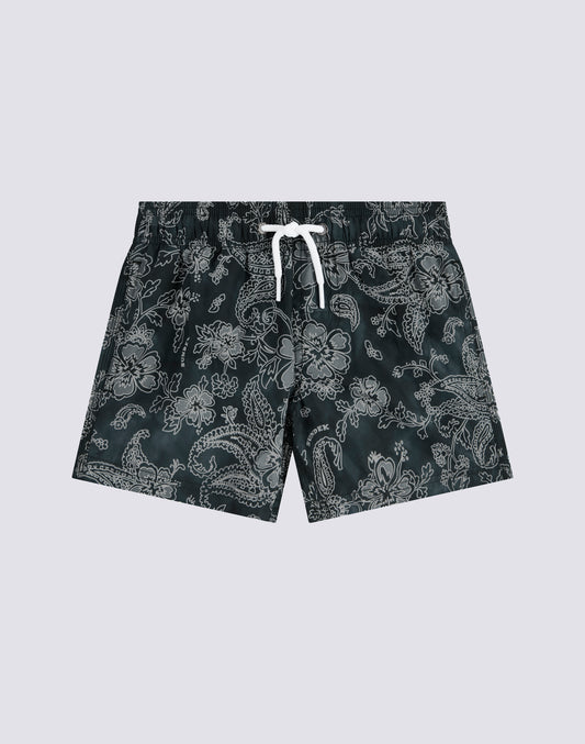 MAILLOT DE BAIN COURT À TAILLE ÉLASTIQUE IMPRIMÉ HIBI PAISLEY EN POLYESTER RECYCLÉ