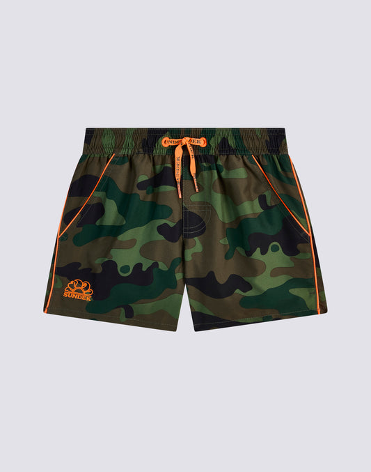 STRETCH WAIST SWIM TRUNKS