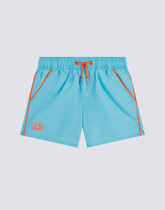 MAILLOT DE BAIN ENFANT COURT À TAILLE ÉLASTIQUE ICONIC TAFFETA AVEC PIPING