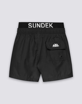 MAILLOT DE BAIN POUR ENFANT EN POLYESTER RECYCLÉ REPREVE® AVEC ÉLASTIQUE LOGO