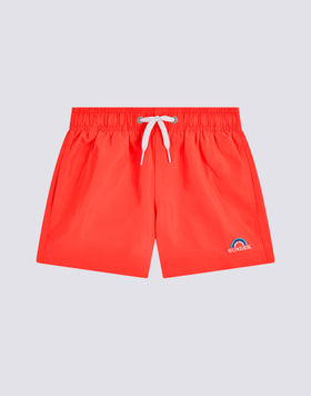 MAILLOT DE BAIN COURT À TAILLE ÉLASTIQUE EN TAFFETAS EMBLÉMATIQUE AVEC BRODERIE ARC-EN-CIEL