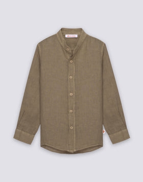 CHEMISE EN LIN À MANCHES LONGUES POUR ENFANT AVEC COL CORÉEN