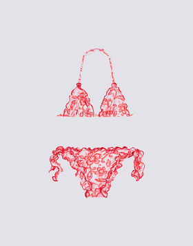 GIRLS' BIKINI WITH HIBISCUS SK23 PRINT