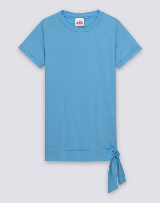 MINI ABITO DA BAMBINA A TINTA UNITA CON NODO