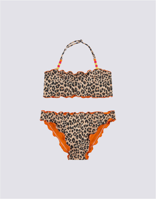 CORAL CAPE MINI BIKINI WITH SWEET LEOPARD PRINT