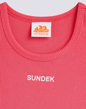 RIBBED TANK TOP WITH EMBROIDERED LOGO