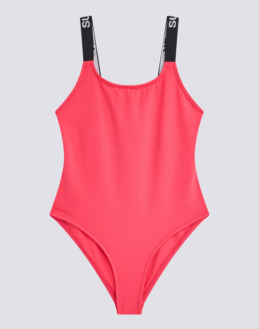 MAILLOT DE BAIN UNE PIÈCE AVEC BRETELLES MARQUÉES D'UN LOGO