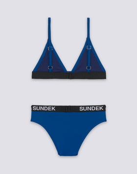 BIKINI POUR FILLE AVEC HAUT TRIANGLE ET SLIP FIXE AVEC ÉLASTIQUE LOGO