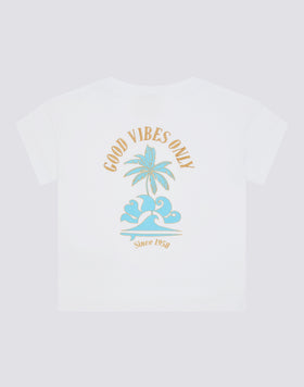 T-SHIRT CONFORT POUR FILLE AVEC IMPRIMÉ GOOD VIBES ONLY DANS LE DOS