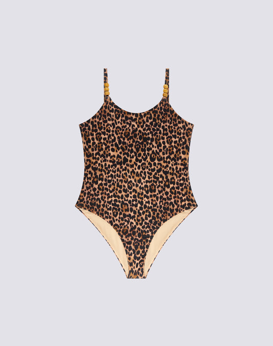 MAILLOT DE BAIN ENTIER POUR FILLE IMPRIMÉ LÉOPARD