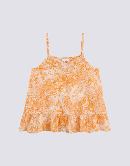 TOP CON LACETES Y ESTAMPAJE FLEUR DE JOIE
