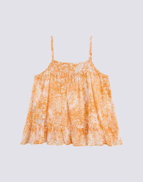 TOP CON LACETES Y ESTAMPAJE FLEUR DE JOIE