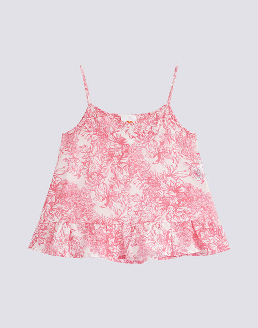 TOP CON LACETES Y ESTAMPAJE FLEUR DE JOIE 