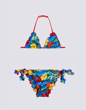 BIKINI FILLE IMPRIMÉ FLORAL BLEU MASTERPIECE