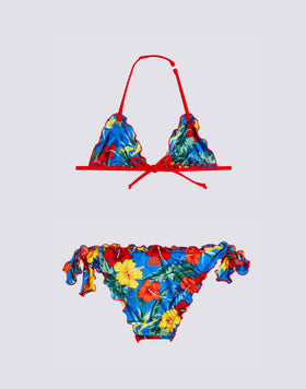 BIKINI FILLE IMPRIMÉ FLORAL BLEU MASTERPIECE