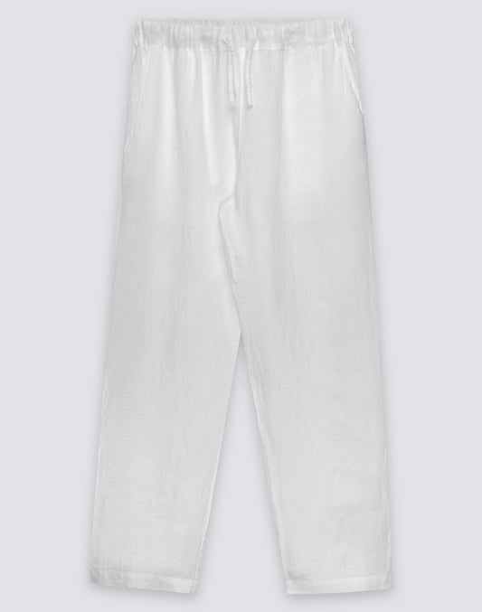 PANTALONS EN LIN À TAILLE ÉLASTIQUE POUR HOMMES