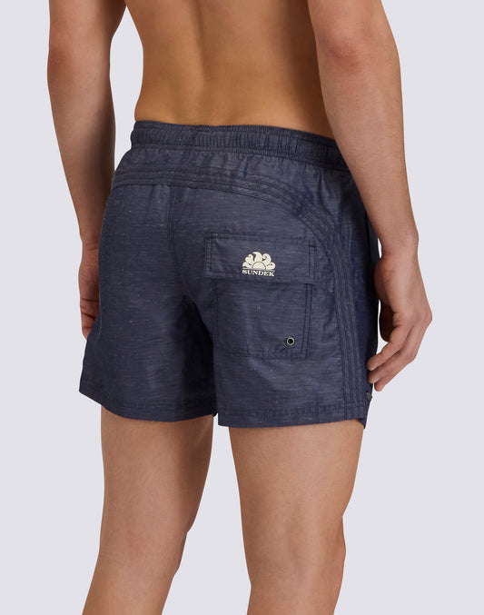 MAILLOT DE BAIN COURT À TAILLE ÉLASTIQUE POUR HOMME GOLDENWAVE EN LIN RECYCLÉ