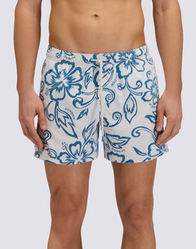 BAÑADOR CORTO DE HOMBRE GOLDENWAVE CON ESTAMPADO DE HIBISCO ARCHIVE FLOCK