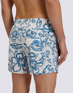 BAÑADOR CORTO DE HOMBRE GOLDENWAVE CON ESTAMPADO DE HIBISCO ARCHIVE FLOCK
