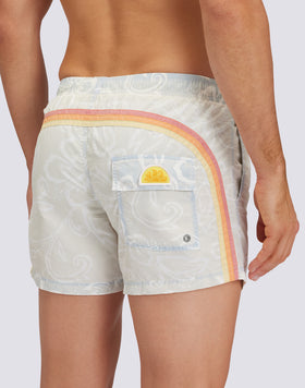 SK23 PRINT SHORT SWIMSHORTS ELASTIC WAIST ICONIC TAFFETA GOLDENWAVE 