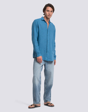 CHEMISE EN LIN TEINTE EN PIÈCE POUR HOMME