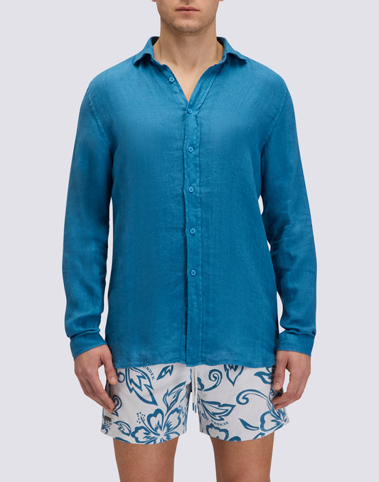 CHEMISE EN LIN TEINTE EN PIÈCE POUR HOMME