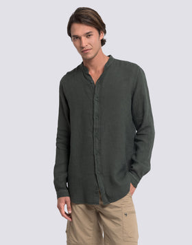 CHEMISE MANDARINE POUR HOMME EN LIN TEIN EN PIÈCE
