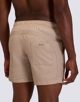 COSTUME DA BAGNO UOMO LUNGHEZZA MEDIA VITA ELASTICATA GOLDENWAVE IN TINTO FILO A RIGHE