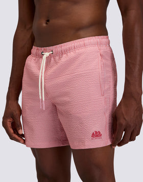 COSTUME DA BAGNO UOMO LUNGHEZZA MEDIA VITA ELASTICATA GOLDENWAVE IN TINTO FILO A RIGHE