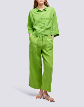 CAMISA CORTA DE LINO CON MAXI BOLSILLO