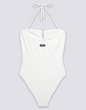 MAILLOT DE BAIN ENTIER POUR FEMME AVEC STRASS ET DOS COUVERT