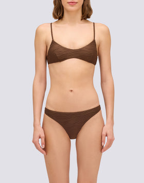 ASTRA - SLIP DE BIKINI FIXE EN JACQUARD EFFET VAGUES
