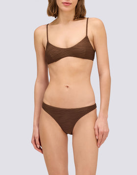 ASTRA - SLIP DE BIKINI FIXE EN JACQUARD EFFET VAGUES