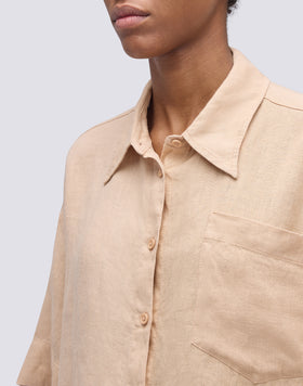 CHEMISE EN LIN TEINT DANS LA MASSE