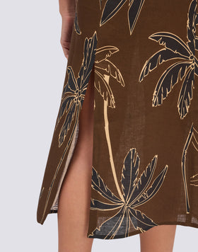 VESTIDO DE MUJER CON HOMBROS DESCUBIERTOS Y ESTAMPADO GOLDEN PALM