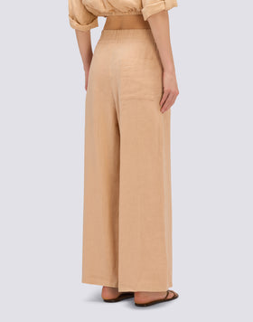 LONG PALAZZO TROUSERS IN GARMENT-DYED LINEN