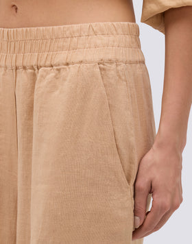 LONG PALAZZO TROUSERS IN GARMENT-DYED LINEN