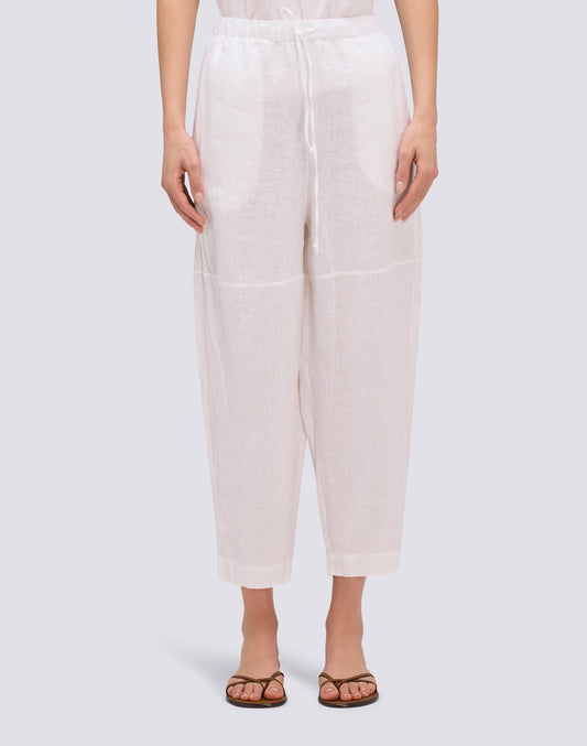 PANTALONI LUNGHI IN LINO CON VITA ELASTICIZZATA REGOLABILE