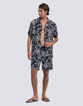 SHORT DE MARCHE EN POPLIN DE VISCOSE IMPRIMÉE POUR HOMME