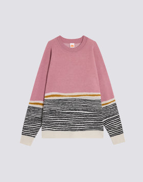 PULL JACQUARD À COL RAS DU COU UNISEX AVEC MOTIF ABSTRAIT