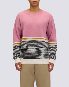 PULL JACQUARD À COL RAS DU COU POUR HOMME AVEC MOTIF ABSTRAIT