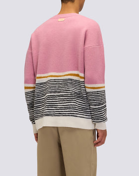 PULL JACQUARD À COL RAS DU COU POUR HOMME AVEC MOTIF ABSTRAIT
